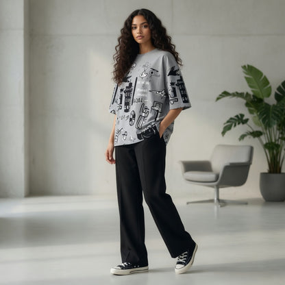 Grey Funcky Printed Night Suits
