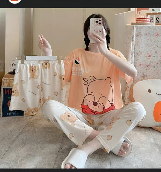 3 Piece Peach Shyness Nightwear